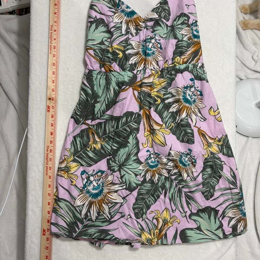 J.Crew Tropical Floral Dress Size M Pink Green Passionflower Banana Leaf